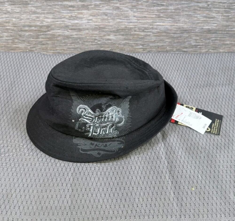 South Pole Y2K Fedora Hat Black Gray One Size Graphic Print Cotton NEW